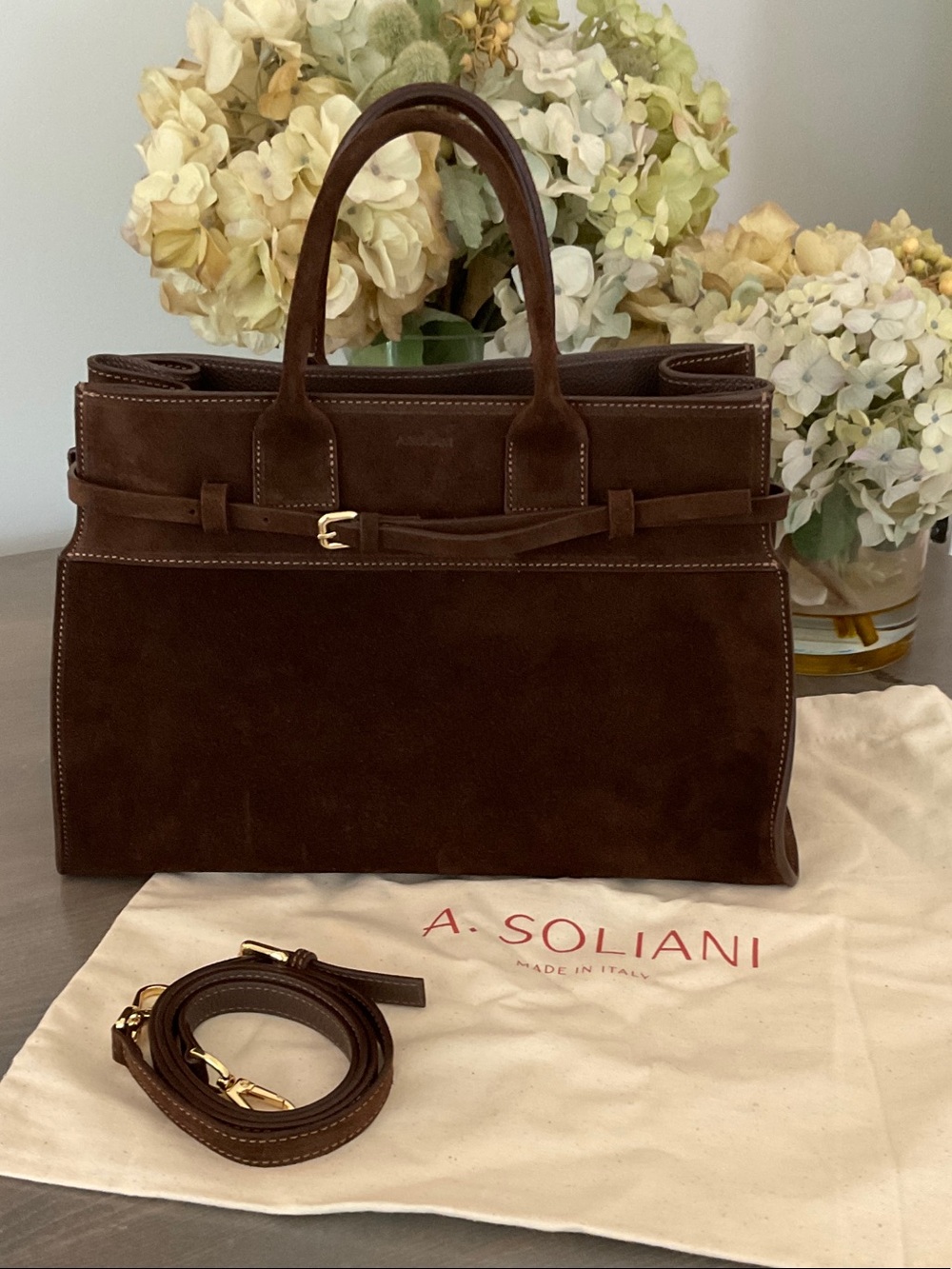 A. Soliani Brera Grand Tote - Chocolate Suede